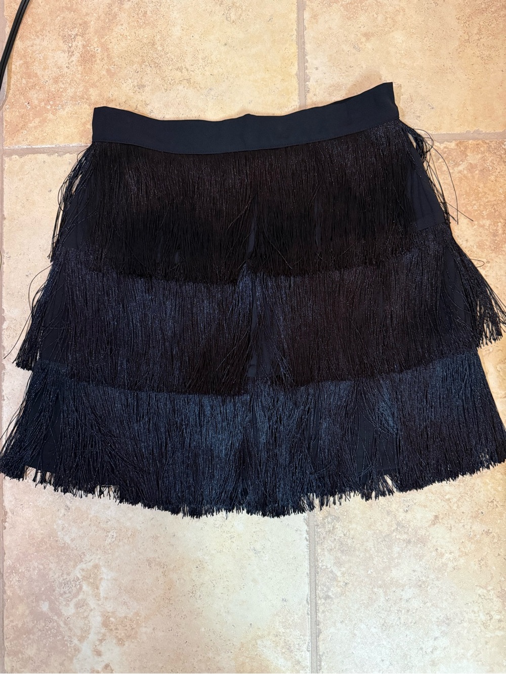 DO+BE Black Fringe Layered Mini Skirt